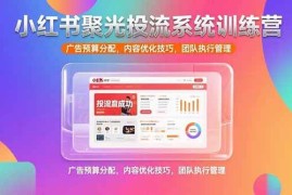 （15407期）小红书聚光投流系统训练营，广告预算分配，内容优化技巧，团队执行管理
