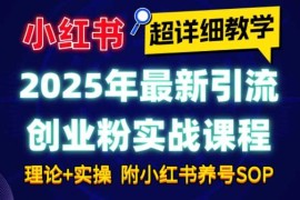 2025年最新小红书引流创业粉实战课程【超详细教学】小白轻松上手，月入1W ，附小红书养号SOP