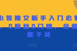 做小说推文新手入门必看宝典，0粉丝0门槛，全程高能干货