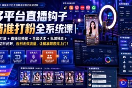 多平台直播钩子精准打粉全系统课｜标签打法 直播间搭建 全套话术 私域导流 直播切片闭环，告别无效流量，让精准顾客找上门！