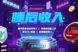 副业新选择！操作简单适合所有人，零经验也能上手，单日1k 收益，实现睡后收入【揭秘】