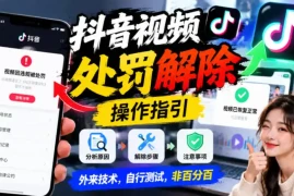 抖音视频处罚解除操作指引，外来技术，自行测试，非百分百