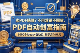 卖PDF躺賺？不用营销不囤货，PDF自动创富指南，1000个ideas 自动卖，新手月入9k刀【原创双语字幕】