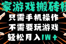 独家游戏搬砖模式，单手机即可操作，全自动挂机，无需玩游戏，月入1W 