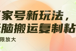 百家号新玩法，无脑搬运复制粘贴，可无限放大
