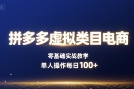 拼多多虚拟类目电商，零基础实战教学，单人操作每日100 