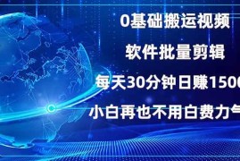 （13936期）0基础搬运视频，批量剪辑，每天30分钟日赚1500 ，小白再也不用白费…
