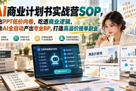 AI商业计划书实战营SOP，跳出PPT低价内卷，吃透商业逻辑，借助AI全自动产出专业BP，打造高溢价接单副业