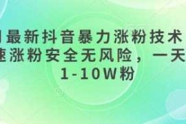 3月最新抖音暴力涨粉技术，快速涨粉安全无风险，一天涨1-10W粉