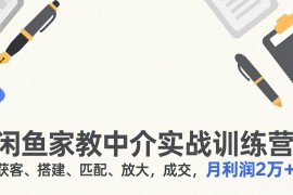 （17379期）闲鱼家教中介实战训练营，获客、搭建、匹配、放大，成交，月利润2万 
