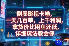 倒卖影视卡卷，拿货价比闲鱼还低，一天几百单，单日1k 利润，详细玩法教会你【揭秘】