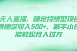 DY无人直播，稳定持续型项目，单号稳定收入500 ，新手小白都能轻松月入过万【揭秘】