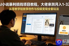 AI小说暴利搞钱项目教程，大佬亲测月入1-3万，从零教学短故事创作与投稿变现全套玩法