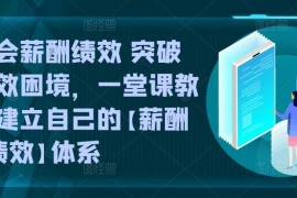 学会薪酬绩效 突破人效困境，一堂课教你建立自己的【薪酬 绩效】体系