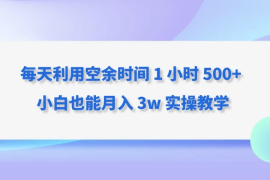 每天利用空余时间 1 小时 500  小白也能月入 3w 实操教学
