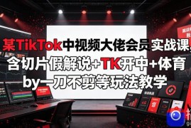 某TikTok中视频大佬会员实战课，含切片假解说 TK开中 体育by一刀不剪等玩法教学