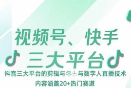 （15449期）视频号、快手、抖音三大平台的剪辑与数字人直播技术，内容涵盖20 热门赛道