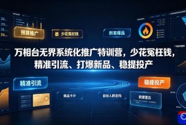 万相台无界系统化推广特训营VI0.0，少花冤枉钱，精准引流、打爆新品、稳提投产(全程录音 字幕)