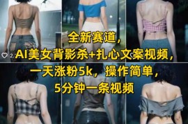 全新赛道，AI美女背影杀 扎心文案视频，一天涨粉5k，操作简单，5分钟一条视频