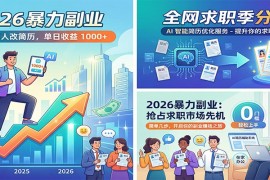 2026暴力副业：靠AI帮人改简历，单日收益1000 ，全网求职季分钱