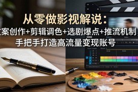 （17972期）从零做影视解说：文案创作 剪辑调色 选剧爆点 推流机制，手把手打造高流量变现账号