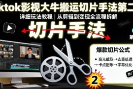 Tiktok影视大牛搬运切片手法第二期，详细玩法教程