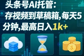 头条号AI托管，我存视频到你草稿箱，每天5分钟，最高日入1k 【揭秘】