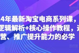 2024年最新淘宝电商系列课，底层逻辑解析 核心操作教程，运营、推广提升能力的必学