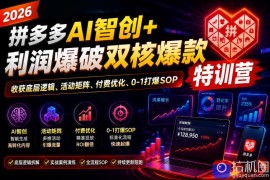 2026拼多多AI智创 利润爆破双核爆款特训营，收获底层逻辑、活动矩阵、付费优化、0-1打爆SOP