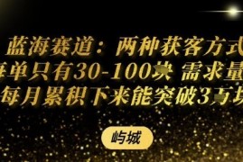 蓝海赛道：两种获客方式每单只有30-100米 需求量大每月累积下来能突破3W