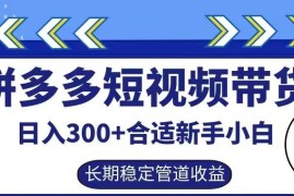 拼多多短视频带货日入300 有长期稳定被动收益，合适新手小白【揭秘】