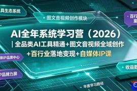 AI全年系统学习营(2026)｜全品类AI工具精通 图文音视频全域创作 百行业落地变现 自媒体IP打造年度进阶大课