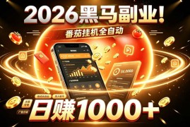 2026黑马副业！番茄挂G全自动日入1000 ，操作最简单、门槛最低的线上轻资产项目【揭秘】