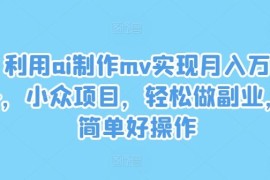 利用ai制作mv实现月入万 ，小众项目，轻松做副业，简单好操作【揭秘】