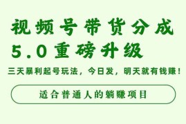 （16395期）视频号带货分成5.0重磅升级，三天暴利起号玩法，今日发，明天就有钱赚…