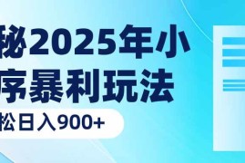 （14110期）揭秘2025年小程序暴利玩法：轻松日入900 