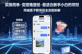 实操简单，变现难度低，最适合新手小白做的项目，每天轻松收入3张，同城搭子群项目全流程拆解