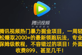腾讯视频热门暴力掘金项目，一周轻松赚取 2000  的最新领跑玩法，专业保姆级教程，不容错过的项目！