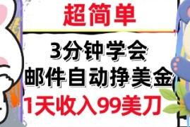 邮件自动挣美金，超简单，1天收入99刀，3分钟学会，长久被动收入