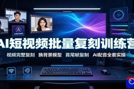 AI短视频批量复刻训练营：视频完整复刻，换背景模型、首尾帧复制、AI配音全套实操