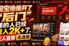 淘宝偷偷开了“后门”，懂的人已经日入2K 了，无人直播无违规，一台电脑=一家24小时营业的线上门店【揭秘】
