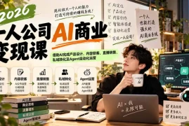 2026一人公司AI商业变现课：借助AI完成产品设计、内容获客、直播销售、私域转化及Agent自动化运营
