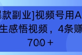 【爆款副业】视频号用 AI 做人生感悟视频，4 条挣了 7张 