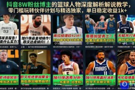 抖音8W粉丝博主的篮球人物深度解析解说教学，零门槛玩转伙伴计划与精选独家，单日稳定收益1k 