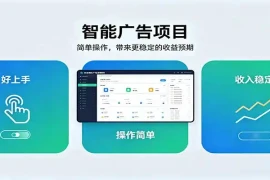 智能广告挂机项目，操作简单上手快，收益稳定可持续。稳定日入300 