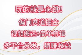 玩的就是心跳！偏门赛道掘金，视频搬运简单剪辑，多平台分发，躺赚收益