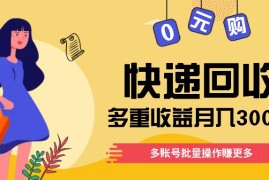 快递回收多重收益玩法，多账号批量操作，新手小白也能搬砖月入3000 ！