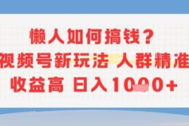 懒人如何搞钱？视频号新玩法，人群精准收益高，日入多张