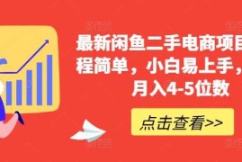 最新闲鱼二手电商项目，流程简单，小白易上手，副业月入4-5位数!