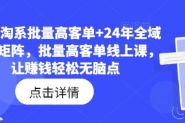 23年淘系批量高客单 24年全域电商矩阵，批量高客单线上课，让赚钱轻松无脑点